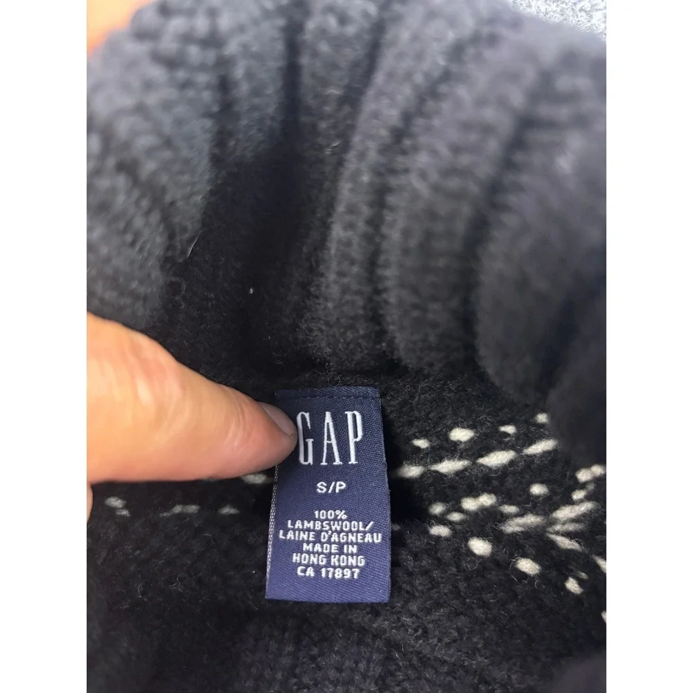 Vintage Gap Turtleneck Sweater Womens S Fair Isle Lambswool Knit Pullover